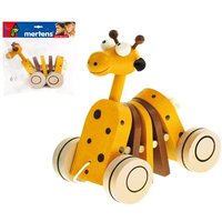 Mertens 90987 - Ziehtier Giraffe, Holz, Länge: 14 cm, Lauflern-Spielzeug von Mertens