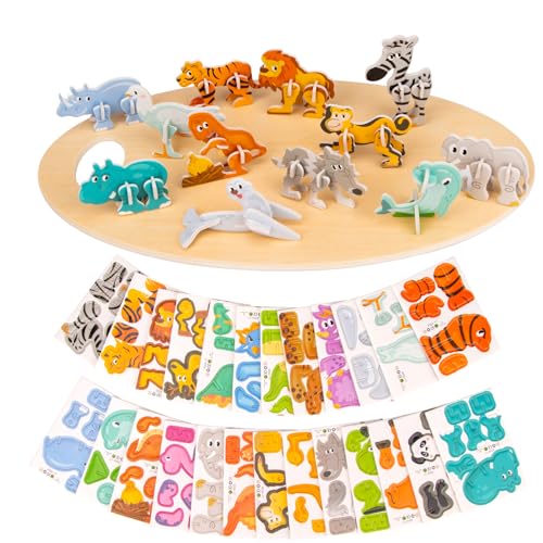 3D-Puzzles für Teenager,25-teiliges pädagogisches Cartoon-3D-Puzzle-Kit,3-D-Puzzle-Set für Teenager konstruierbar, lustige Kunsthandwerks-Geburtstagsgeschenke für Jugendliche,Tier von Meschett