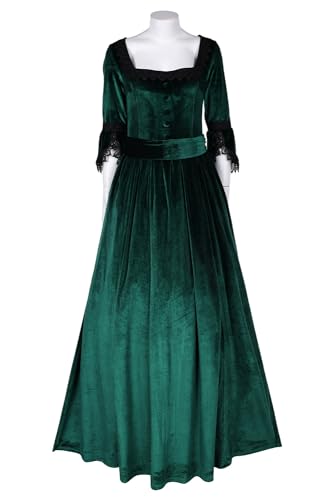 YANVS Damen Mittelalter Schnürer Vintage Kapuzenumhang Robe Erwachsenenkostüm Halloween Party Retro Cosplay Langes Kleid, Grün , XX-Large von YANVS