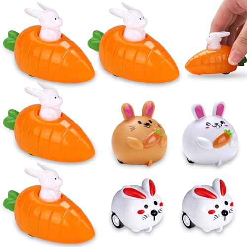 MestectPET Aufziehbare Hasen mit Karotte Set, 8 Stück Aufziehspielzeug Osterhasen Osterdeko Ostergeschenke für Kinder, Lustige Ostern Party Geschenke für Jungen Mädchen von MestectPET