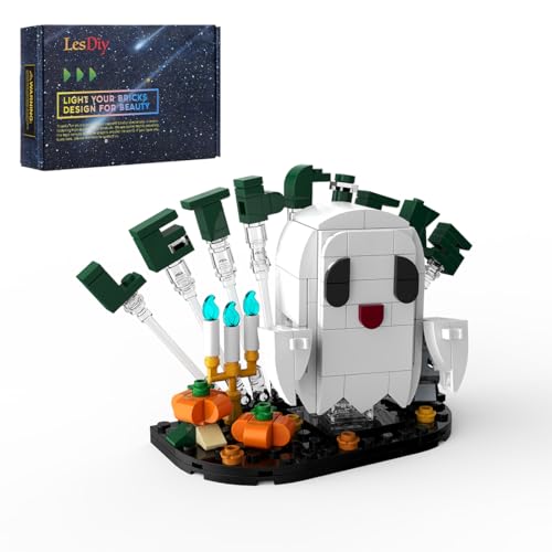 Halloween Geister Bausteine Set enthält Kleine Kürbisse, Blaue Flammen und Totenköpfe, Geschenk Ornament für Halloween Party (252 Teile) von MetaHrystynx