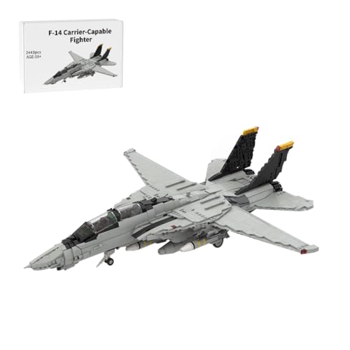 MetaHrystynx F-14 Kampfjet Baukasten, Trägerfähiges Kampfjetmodell im Maßstab 1:35, Militärflugzeug Jet Modell Sammlung Geschenk für Militärliebhaber (2443PCS) von MetaHrystynx