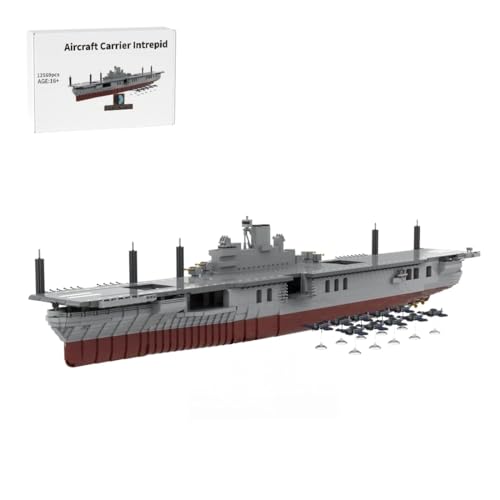 MetaHrystynx Flugzeugträger Bauklötze, MOC-193317 WWII Militär Schlachtschiff Ozeanboot Schiff Baukasten mit kleinem Maßstab Jet, Sammlerstück Display Baukasten, Geschenke für Erwachsene, 12569PCS von MetaHrystynx