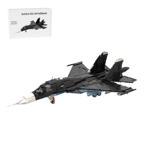 MetaHrystynx SU-34 Kampfjet Bausatz, 1/35 Maßstab Militärflugzeug Modellbausatz mit Zwillingstriebwerken und Schwenkflügeln, Geschenk für Militärfans MOC-196842 (2481PCS) von MetaHrystynx