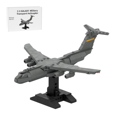 MetaHrystynx US Militärische C-5 Galaxy, Cargo Transportflugzeuge Modellbausatz, 1/300 Maßstab MOC-163191, Armee Modellbausatz, Baustein-Spielzeug für Erwachsene, 367 Teile von MetaHrystynx
