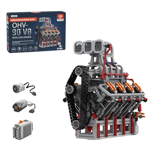 MetaHrystynx V8 Motor Bausteine Set, 4-Takt Mechanischer Kompressor v8 Motor Modell, das läuft, Bauen Sie Ihren eigenen STEM Motor, (2170PCS) von MetaHrystynx