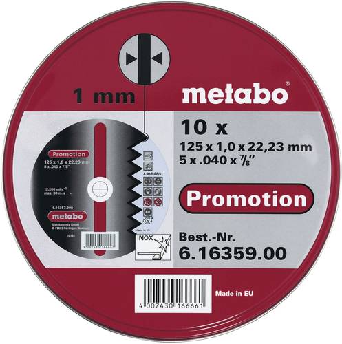 Metabo 616359000 Trennscheibe gerade 125mm 10 St. Stahl, Edelstahl von Metabo