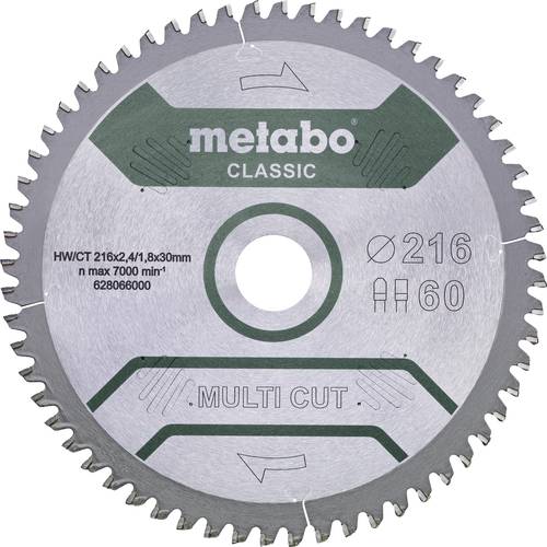 Metabo MULTI CUT CLASSIC 628666000 Kreissägeblatt 254 x 30 x 1.8mm Zähneanzahl: 60 1St. von Metabo