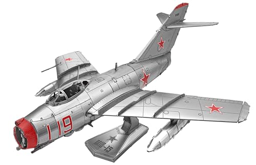 Fascinations ME1040 Metal Earth Metallbausätze - Jagdflugzeug MIG-15, lasergeschnittener 3D-Konstruktionsbausatz, 3D Metall Puzzle, DIY Modellbausatz, 3 Metallplatinen, ab 14 Jahre Fascinations ME1040 Metal Earth Metallbausätze - Jagdflugzeug MIG-15, lasergeschnittener 3D-Konstruktionsbausatz, 3D Metall Puzzle, DIY Modellbausatz, 3 Metallplatinen, ab 14 Jahre von Metal Earth