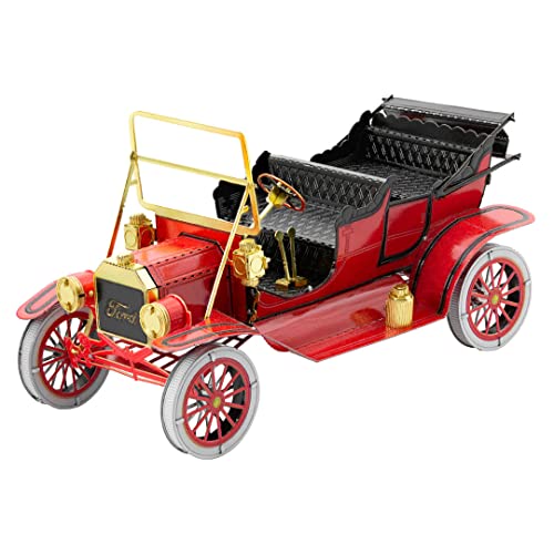 Fascinations MMS051C Metal Earth Metallbausätze - Automobil Ford Model T Red 1908, lasergeschnittener 3D-Konstruktionsbausatz, 3D Metall Puzzle, DIY Modellbausatz mit 2 Metallplatinen, ab 14 Jahre von Metal Earth