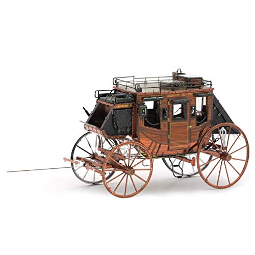 Fascinations MMS189 Metal Earth Metallbausätze - Postkutsche Wild West Stagecoach, lasergeschnittener 3D-Konstruktionsbausatz, 3D Metall Puzzle, DIY Modellbausatz mit 3 Metallplatinen, ab 14 Jahre von Metal Earth