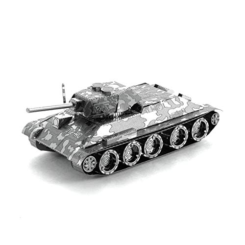 Fascinations MMS201 Metal Earth Metallbausätze - Panzer Panzerkampfwagen T-34 Tank, lasergeschnittener 3D-Konstruktionsbausatz, 3D Metall Puzzle, DIY Modellbausatz mit 2 Metallplatinen, ab 14 Jahre von Metal Earth