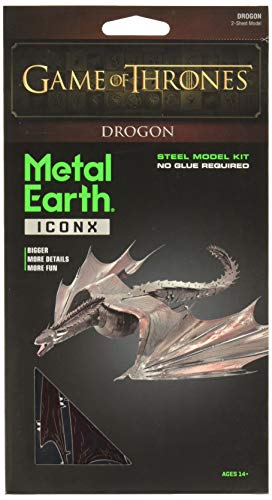 Metal Earth Fascinations ICX124 ICONX 502982 - GOT Game of Thrones Drogon, lasergeschnittener 3D-Konstruktionsbausatz, 2 Metallplatinen, ab 14 Jahren von Professor PUZZLE