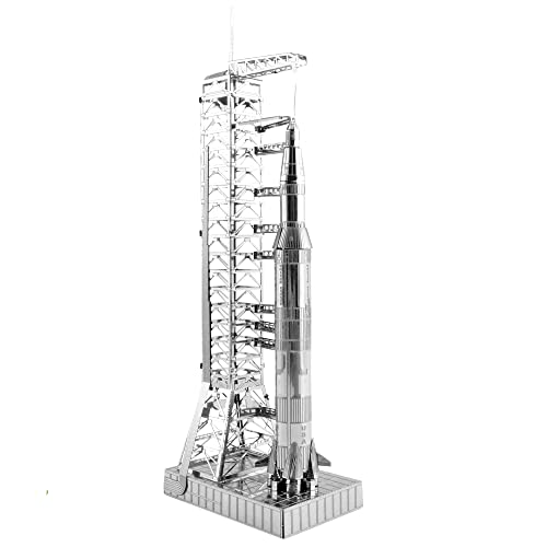 Metal Earth Fascinations MMS167 Metallbausätze - Apollo Saturn V mit Startrampe, lasergeschnittener 3D-Konstruktionsbausatz, 3D Metall Puzzle, DIY Modellbausatz mit 2 Metallplatinen, ab 14 Jahre von Metal Earth