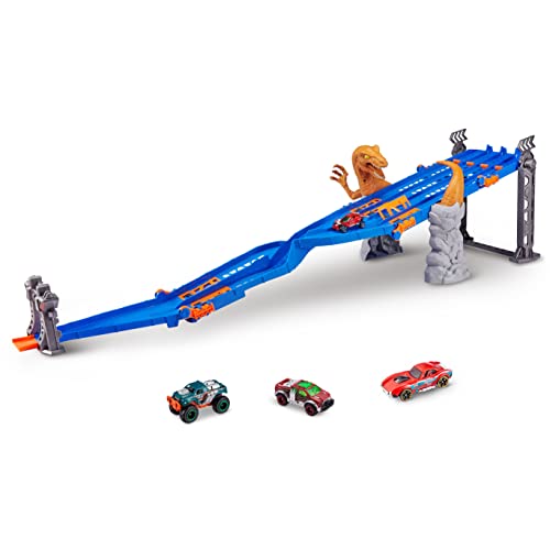 Metal Machines 4-Tracks Dinosaurier Raptor Attack Spielset mit Mini-Rennwagen von METAL MACHINES