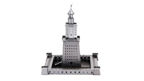 Metal Zone Leuchtturm von Alexandria, 3D-Puzzle, Metall, Modellbausatz aus Metall, 3D-Architektur-3D-Metallpuzzle für Erwachsene, 8,5 x 8,5 x 13,2 cm von Metal Zone