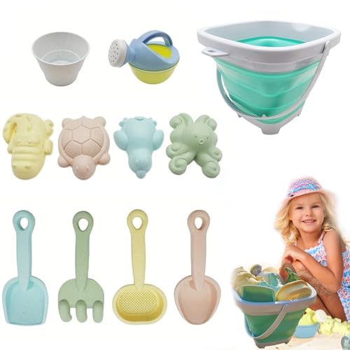 Sandspielzeug Set – 12-teiliges Sandkasten Spielzeug für Kinder, faltbarer Eimer, Schaufel, Harke, Förmchen, langlebiges Strandsandspielzeug für Jungen & Mädchen, Sommer Outdoor Geschenk, Blau Sandspielzeug Set – 12-teiliges Sandkasten Spielzeug für Kinder, faltbarer Eimer, Schaufel, Harke, Förmchen, langlebiges Strandsandspielzeug für Jungen & Mädchen, Sommer Outdoor Geschenk, Blau von MetalNuts