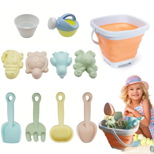Sandspielzeug Set – 12-teiliges Sandkasten Spielzeug für Kinder, faltbarer Eimer, Schaufel, Harke, Förmchen, langlebiges Strandsandspielzeug für Jungen & Mädchen, Sommer Outdoor Geschenk, Orange Sandspielzeug Set – 12-teiliges Sandkasten Spielzeug für Kinder, faltbarer Eimer, Schaufel, Harke, Förmchen, langlebiges Strandsandspielzeug für Jungen & Mädchen, Sommer Outdoor Geschenk, Orange von MetalNuts