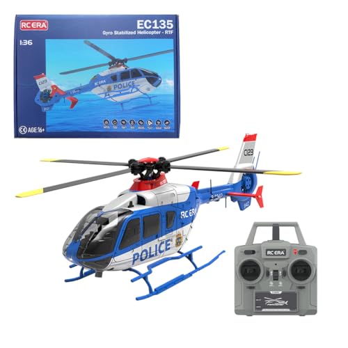 Metalakaer C123 Ferngesteuerter Hubschrauber, 1/36 2.4G 6CH Single-Rotor Gyroskopisches Flugzeug Modell, One-Key Take-Off, Geschenk für Jungen Erwachsene (RTF Version/Blau Weiß) von Metalakaer