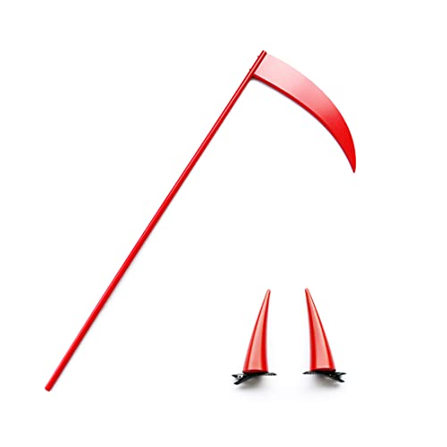 Metalakaer Chainsaw Man Power Blood Demon Sense, Waffe mit Power-Haarspange, rote Hörner, Cosplay-Requisiten, PVC, Kopfbedeckung, Zubehör für Halloween-Party (180 cm) von Metalakaer