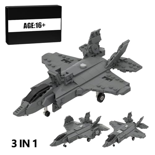 Metalakaer F-35 Lightning II Collection Fighter Aircraft Building Kit, 1/70 Scale US Military Stealth Fighter Building Blocks Set, Gift for Teens and Adults, MOC-184012(431PCS) von Metalakaer
