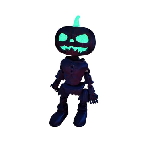 Metalakaer Halloween Böser Kürbis Figur, Leuchtende Kürbisfigur, Halloween Kürbis Puppe Bewegliche Gliedmaßen, Halloween Party Gruselige Dekor (Blau-Rot) von Metalakaer