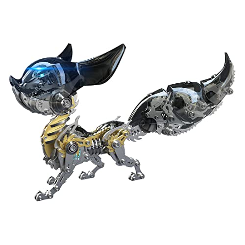Metalakaer Linglong 3D-Metall-Puzzle, Fuchs-Modellbausätze, Steampunk, montiertes Tier-Puzzle, kreativ für Kinder und Erwachsene (339 Teile/Schwarz) von Metalakaer