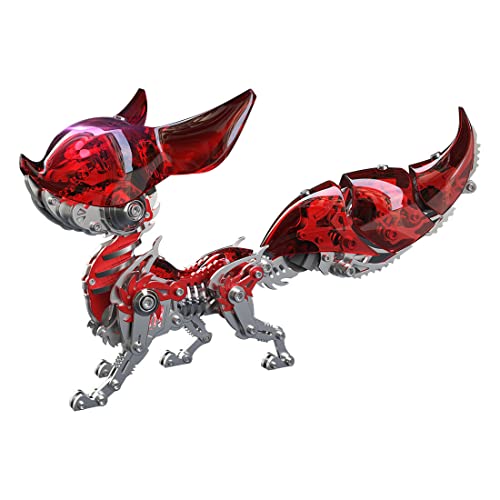 Metalakaer Linglong 3D-Metall-Puzzle, Fuchs-Modellbausätze, Steampunk, montiertes Tier-Puzzle, kreatives Puzzle, für Kinder und Erwachsene (339 Teile/Rot) von Metalakaer