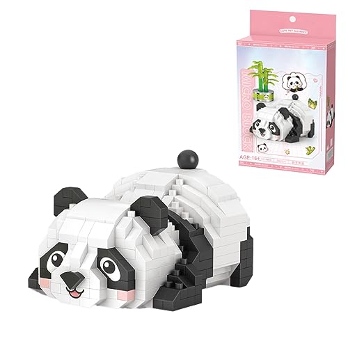 Metalakaer Mini Panda Bausteine Set, Lazy Panda Modell Kleine Partikel Bausteine Set, Kreative Haushalt Ornament (340+PCS) von Metalakaer