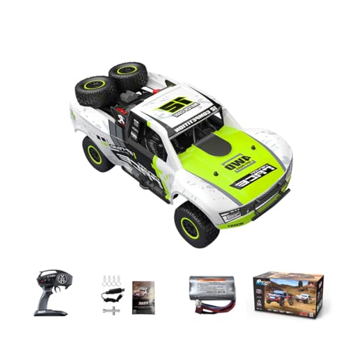 1/12 RC Autos, 4WD All Terrain Offroad Monster Truck, Schnelles 30 km/h RC Drift Auto mit Gyroskop, 7-farbigen LED-Leuchten und Ersatzreifen, 4X4-Geländewagen für Erwachsene (Grün) von Metalakaerr