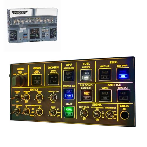 Metalakaerr Flugsimulator-Bedienfeld, A106/A32X Pro Light OVH Overhead-Panel für MSFS 2020/2024- Kompatibel mit mehreren Flugzeugtypen, Backlit Edition+Metallgehäuse von Metalakaerr