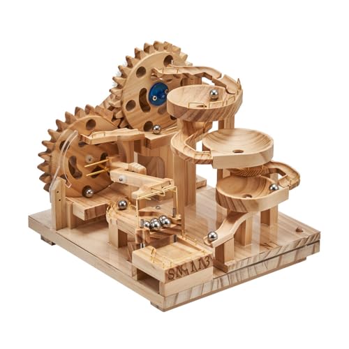 Metalakaerr Holz Modellbausatz Murmelbahn, 3D Holzkugelbahn Modellbausatz mit Kugeln, Holzpuzzle mit mechanischer Übertragung, Erwachsene, Heimdekoration (SN113+N1) von Metalakaerr