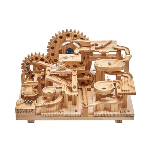 Metalakaerr Holz Modellbausatz Murmelbahn, 3D Holzkugelbahn Modellbausatz mit Kugeln, Holzpuzzle mit mechanischer Übertragung, Erwachsene, Heimdekoration (SN115+N3+N4) von Metalakaerr