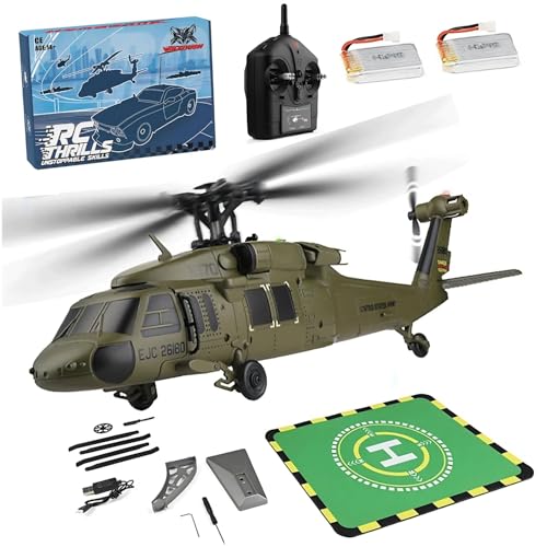 Metalakaerr K170 Black Hawk RC Hubschrauber, 2.4G 4CH Flybarless 170 Größe RC Hubschrauber, 6-Achsen Gyroskop Höhenschwebeflug mit Display Stand und Vorfeld Start Landeplätze (RTF Version) von Metalakaerr