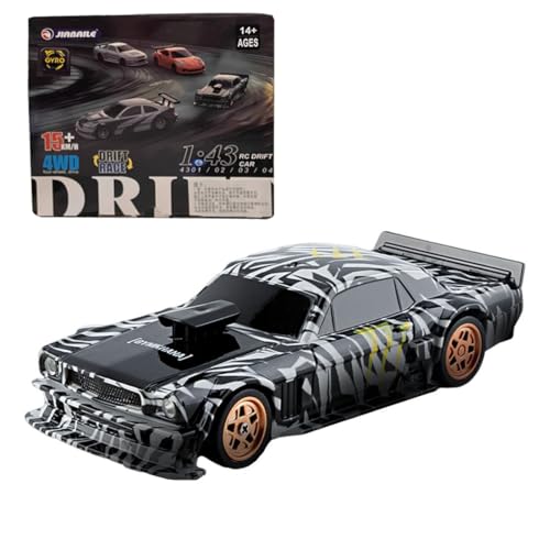 Metalakaerr Mini RC Drift Auto 1/43, 2.4G Voll-Proportionale 4WD Fahrbereites Mini Car Hohe Geschwindigkeit Modell mit Lichtanlage und Drift-Reifen (Gyroskop RTR Version) von Metalakaerr