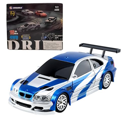 Metalakaerr Mini RC Drift Auto 1/43, 2.4G Voll-Proportionale 4WD Fahrbereites Mini Car Hohe Geschwindigkeit Modell mit Lichtanlage und Drift-Reifen (Gyroskop RTR Version) von Metalakaerr