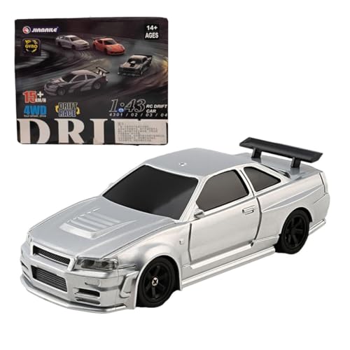 Metalakaerr Mini RC Drift Auto 1/43, 2.4G Voll-Proportionale 4WD Fahrbereites Mini Car Hohe Geschwindigkeit Modell mit Lichtanlage und Drift-Reifen (Gyroskop RTR Version) von Metalakaerr
