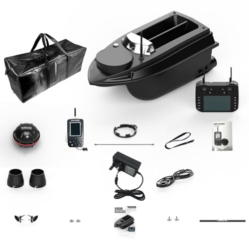 Metalakaerr V030 Fischköderboot, Smart RC Köderboote mit 3 kg Beladung und 800 m Fernbedienung, GPS-Positionierung, Autocruise, LED-Licht, Handtasche, Schwarz von Metalakaerr