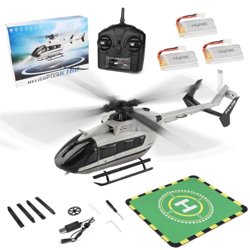 Metalakaerr WL K160 RC Hubschrauber, 2.4G 4CH 160-Class 4-Propeller Flybarless Military Helicopter Modell mit Höhenhaltung, One-Key Start/Landung, Schürze Landeplätze, Flugzeug für Anfänger (RTF) von Metalakaerr