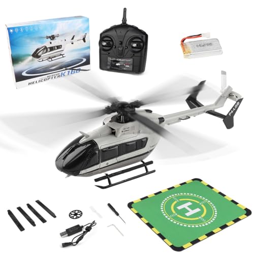 Metalakaerr WL K160 RC Hubschrauber, 2.4G 4CH 160-Class 4-Propeller Flybarless Military Helicopter Modell mit Höhenhaltung, One-Key Start/Landung, Schürze Landeplätze, Flugzeug für Anfänger (RTF) von Metalakaerr
