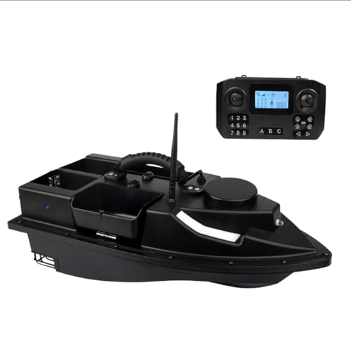 Metalakaerr ZV9 RC Köderboot zum Karpfenangeln, Smart Bait Boats mit 4 Fächern, 2kg Beladung, GPS-Positionierung, One-Key Return, LED-Licht, Schwarz von Metalakaerr