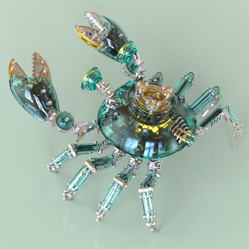 Metalkitor 3D Metall Puzzle Krabbe - Premium 3D Metall Puzzle für Erwachsene, 666 Teile, Edelstahl & Transparent PC, Exquisite Handwerkskunst, LED-Lichtfunktion, 8-14 Stunden Montage (Grün) von Metalkitor