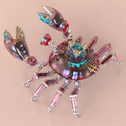 Metalkitor 3D Metall Puzzle Krabbe - Premium 3D Metall Puzzle für Erwachsene, 666 Teile, Edelstahl & Transparent PC, Exquisite Handwerkskunst, LED-Lichtfunktion, 8-14 Stunden Montage (Rosa) von Metalkitor