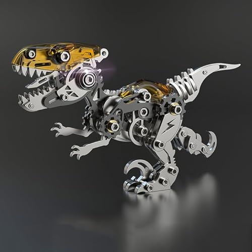 Metalkitor 3D-Metall-Puzzles für Erwachsene, Velociraptor-Dinosaurier-Modellbausatz – Steampunk-DIY-Ornament – Montage Handwerk Gehirn-Teaser – perfekte Raumdekoration und Geschenkwahl, 160+ Teile von Metalkitor