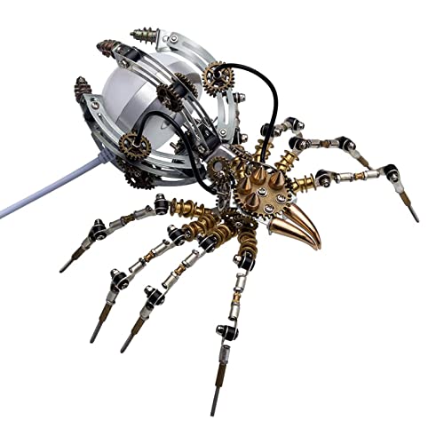 Metalkitor Steampunk Spinne Schreibtischlampe - 3D Metall Puzzle mit Licht, 512 Teile DIY Montagesatz für Kinder und Erwachsene - Gehirnaufgabe Schreibtisch Ornament von Metalkitor