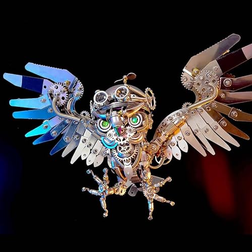 Steampunk Eule 3D Metall Puzzle Kit - 700+ PCS DIY Modell mit Brille & Licht | Mechanische Edelstahl Tierskulptur für Erwachsene Geschenk & Display Steampunk Eule 3D Metall Puzzle Kit - 700+ PCS DIY Modell mit Brille & Licht | Mechanische Edelstahl Tierskulptur für Erwachsene Geschenk & Display von Metalkitor