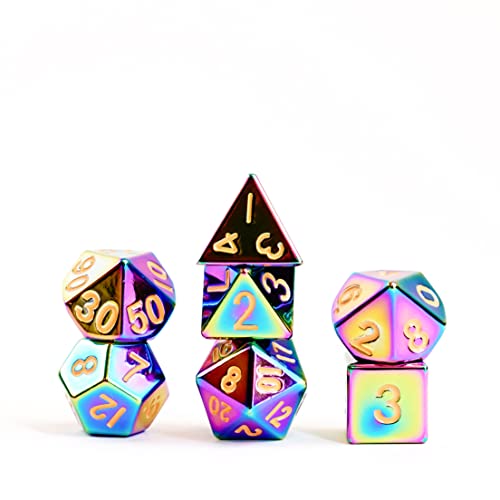 7-set: 16mm Flame Torched Rainbow Metal von Metallic Dice Games