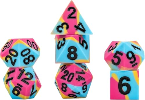 FanRoll 16 mm Pride Sharp Edge Silikon-Gummi-Poly-Würfel-Set: Pansexual von Metallic Dice Games