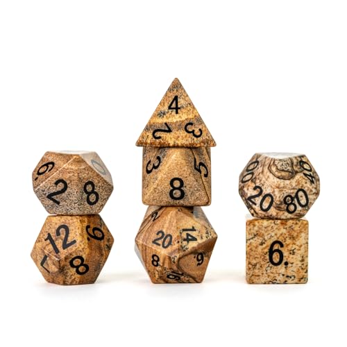 FanRoll 16 mm Stein-Poly-Würfel-Set: Bildjaspis von Metallic Dice Games