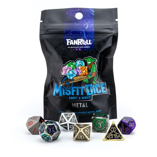 FanRoll Misfit Metals, Beutel mit DND-Würfeln, Rollenspiel-Würfelzubehör für Dungeons und Dragons FanRoll Misfit Metals, Beutel mit DND-Würfeln, Rollenspiel-Würfelzubehör für Dungeons und Dragons von Metallic Dice Games